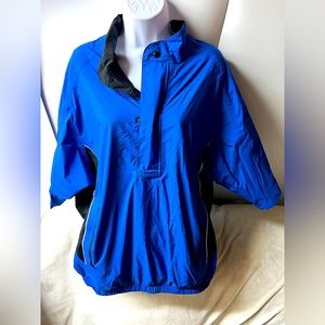 FootJoy DryJoys Pullover Rain Jacket Short Sleeve Golf Men’s L 1/4 Zip Blue FJ